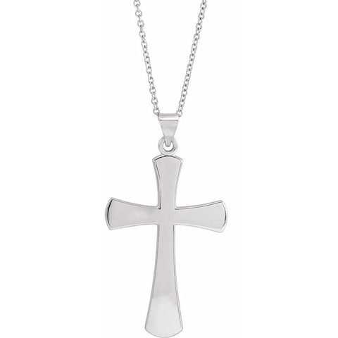 14k White Gold 28.5x19mm Polished Religious Faith Cross Necklace Jewelry Gifts for Women JewelryWeb