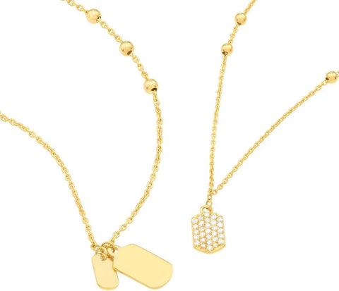 14k Yellow Gold 29 Diamond .17tcw Double Animal Pet Dog Necklace 24 Inch Jewelry Gifts for Women JewelryWeb