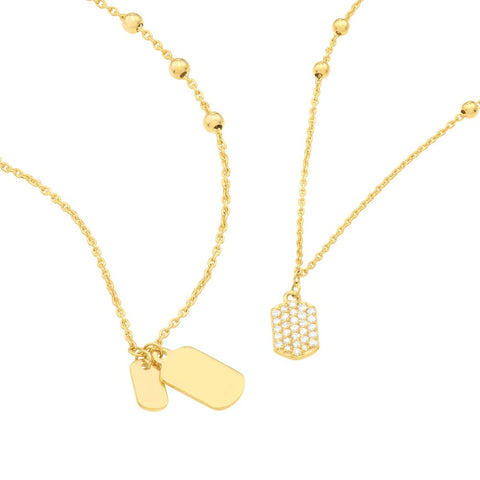 14k Yellow Gold 29 Diamond .17tcw Double Animal Pet Dog Necklace 24 Inch Jewelry Gifts for Women JewelryWeb