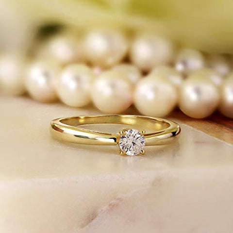 1/3 Carat Round Diamond Solitaire Engagement Ring in 14k White Gold (H-I, I1-I2, cttw) 4-Prong Set Size 8.5 by Diamond Wish Diamond Wish
