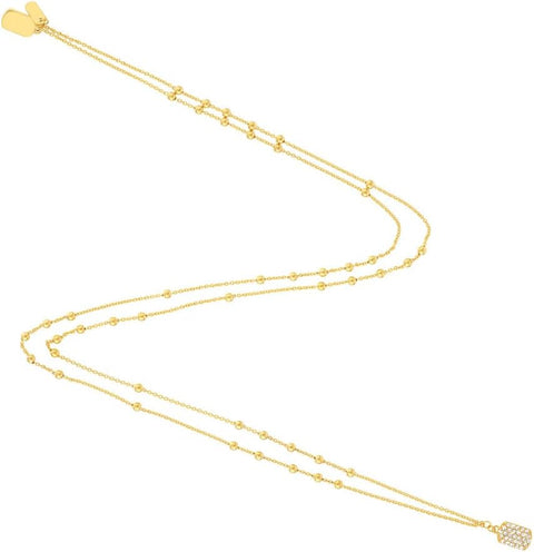 14k Yellow Gold 29 Diamond .17tcw Double Animal Pet Dog Necklace 24 Inch Jewelry Gifts for Women JewelryWeb