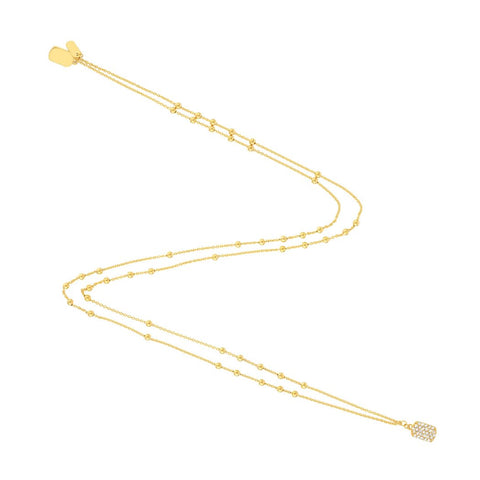 14k Yellow Gold 29 Diamond .17tcw Double Animal Pet Dog Necklace 24 Inch Jewelry Gifts for Women JewelryWeb