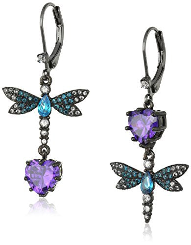Betsey Johnson CZ & Butterfly Double Mismatch Drop Earring Betsey Johnson
