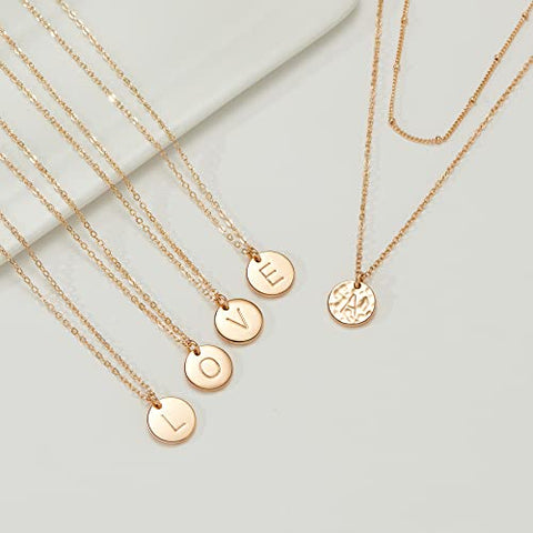 Vjoypro Gold Layered Long Necklaces for Women, 14K Gold Plated Initial N Letter Layering Choker Coin Pendant Necklace Dainty Bar Necklaces Jewelry Gifts for Women Trendy Necklaces Vjoypro