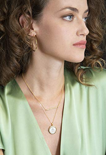 Miabella Womens 18K Gold over Sterling Silver - Yellow-Gold-Plated-Silver Italian Genuine 2-Lira Bee Coin Pendant Necklace, 18 Inches Miabella