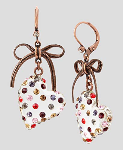 Betsey Johnson Stone Lucite Heart Drop Earrings Betsey Johnson