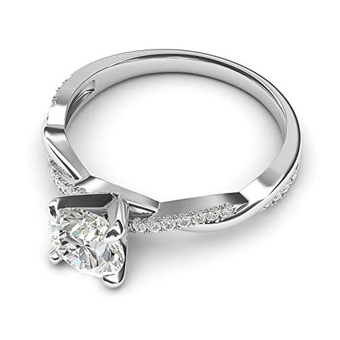 Sterling Silver 4-Prong Petite Twisted Vine 1.0 CT Genuine Moissanite Engagement Ring Promise Bridal Ring (10) THELANDA