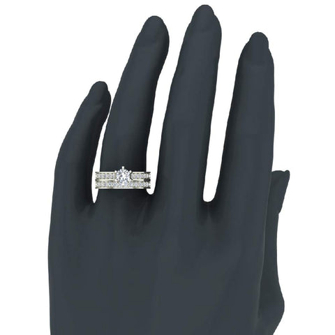 Glitz Design Classic Channel Engagement Ring Set Sparkling Diamond Wedding Set 1.10 ctw 14K White Gold (J, I1) RS 5 Glitz Design