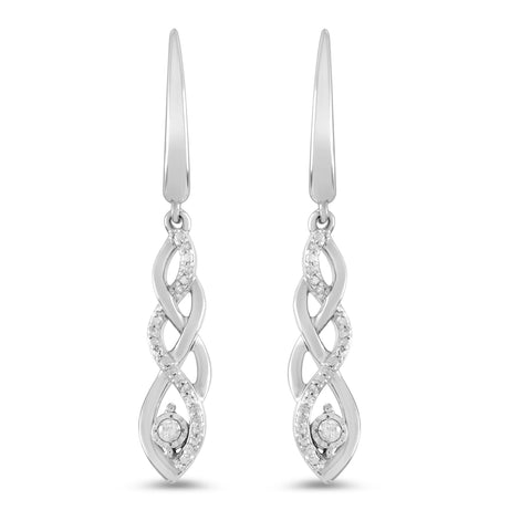 Amazon Collection Women Sterling Silver Diamond Twist Pendant Necklace and Earrings Box Set (1/5 cttw), 18" Amazon Collection