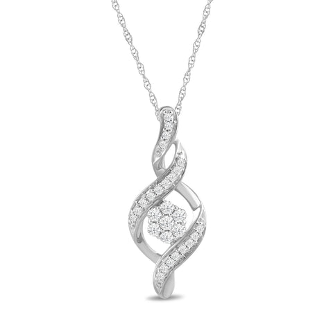Amazon Essentials 10K White Gold Diamond Twist Pendant Necklace (1/4 cttw), 18" (previously Amazon Collection) Amazon Essentials
