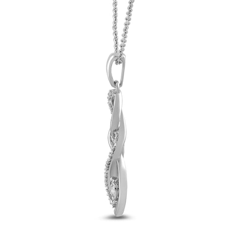 Amazon Collection Women Sterling Silver Diamond Twist Pendant Necklace and Earrings Box Set (1/5 cttw), 18" Amazon Collection