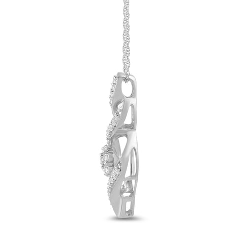 Amazon Essentials 10K White Gold Diamond Twist Pendant Necklace (1/4 cttw), 18" (previously Amazon Collection) Amazon Essentials