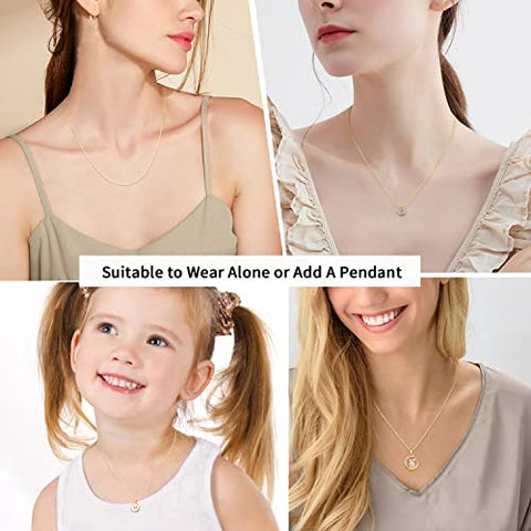Jewlpire 18K Over Gold Chain Necklace for Women Girls, 925 Stering Silver Chain 1mm Sturdy & Shiny Women's Chain Necklaces Cable Chain, 18 Inch Jewlpire