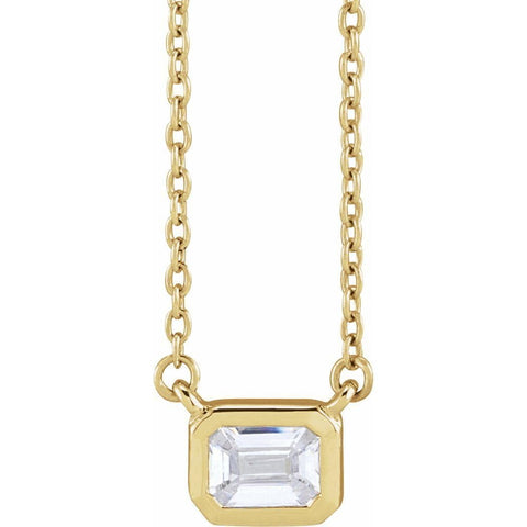 14k Yellow Gold Emerald Lab Created Diamond 5.2x3.8mm 0.5 Carat SI G h 16 18 Inch Polished 1/2 Lab Jewelry Gifts for Women JewelryWeb