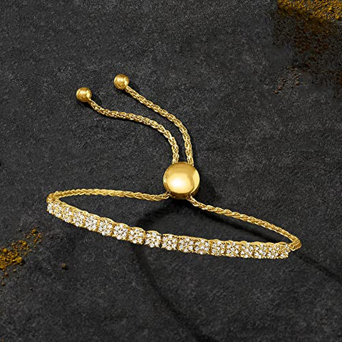 Ross-Simons 1.00 ct. t.w. Diamond Cluster Bolo Bracelet in 18kt Gold Over Sterling Ross-Simons