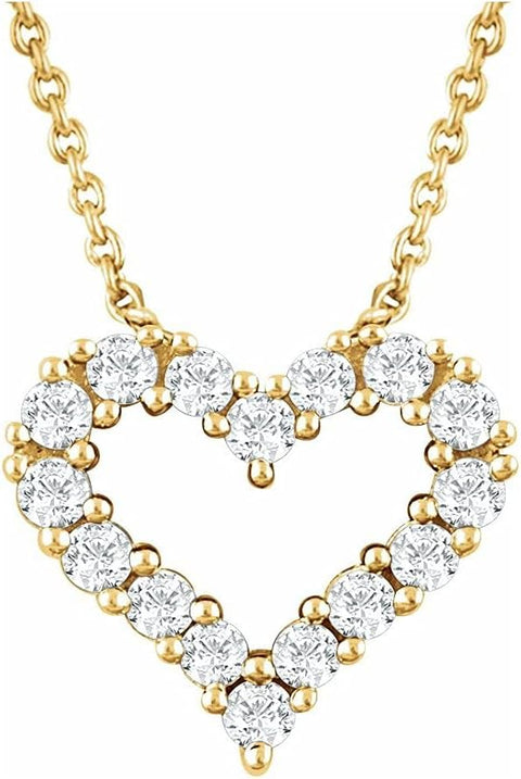 14k Yellow Gold 0.25 Carat Diamond Love Heart Necklace Jewelry Gifts for Women JewelryWeb