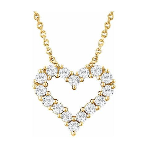 14k Yellow Gold 0.25 Carat Diamond Love Heart Necklace Jewelry Gifts for Women JewelryWeb