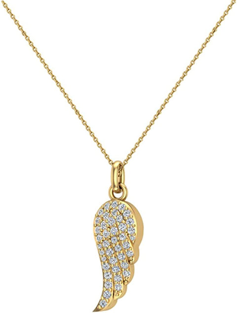 Angel Wings 14K gold Diamond Necklaces for women-girls Charm w/o Chain Gift Box Authenticity Cards (I,I1) Glitz Design