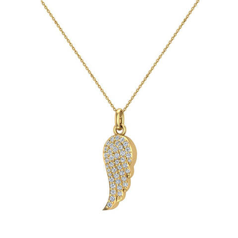 Angel Wings 14K gold Diamond Necklaces for women-girls Charm w/o Chain Gift Box Authenticity Cards (I,I1) Glitz Design