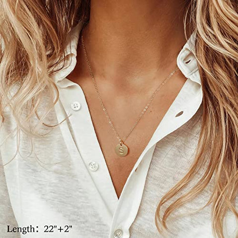 Vjoypro Gold Layered Long Necklaces for Women, 14K Gold Plated Initial N Letter Layering Choker Coin Pendant Necklace Dainty Bar Necklaces Jewelry Gifts for Women Trendy Necklaces Vjoypro
