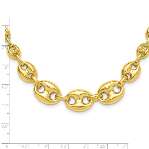 14.2mm 925 Sterling Silver Gold tone Hollow Graduated Marina Link Necklace 17 Inch Jewelry Gifts for Women JewelryWeb