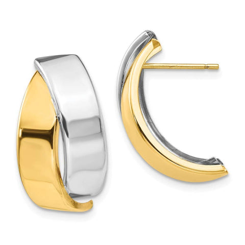 14k Two Tone Gold Polished Post Earrings Measures 10x4mm Wide Jewelry Gifts for Women JewelryWeb
