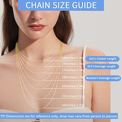 Jewlpire 18K Over Gold Chain Necklace for Women Girls, 925 Stering Silver Chain 1mm Sturdy & Shiny Women's Chain Necklaces Cable Chain, 18 Inch Jewlpire