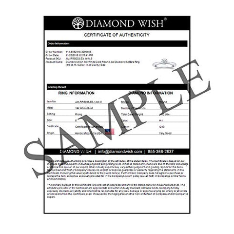 1/3 Carat Round Diamond Solitaire Engagement Ring in 14k White Gold (H-I, I1-I2, cttw) 4-Prong Set Size 8.5 by Diamond Wish Diamond Wish