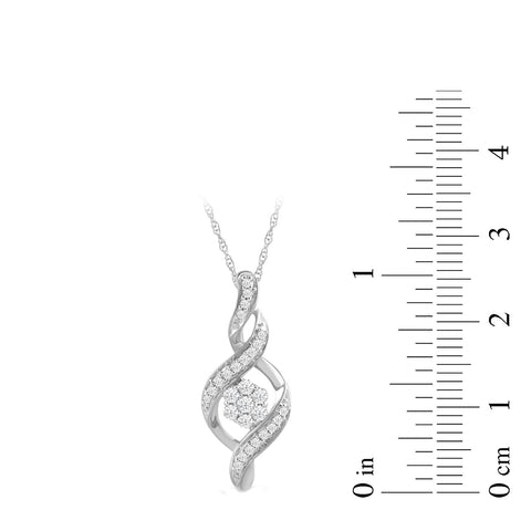 Amazon Essentials 10K White Gold Diamond Twist Pendant Necklace (1/4 cttw), 18" (previously Amazon Collection) Amazon Essentials