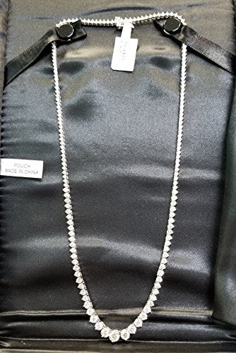 15 Carat Round 14K White Gold 17 "Graduate Diamond Tennis Riviera Necklace (J-K Color, I1-I2 Clarity) Graduating Value Collection 3 Prong Houston Diamond District