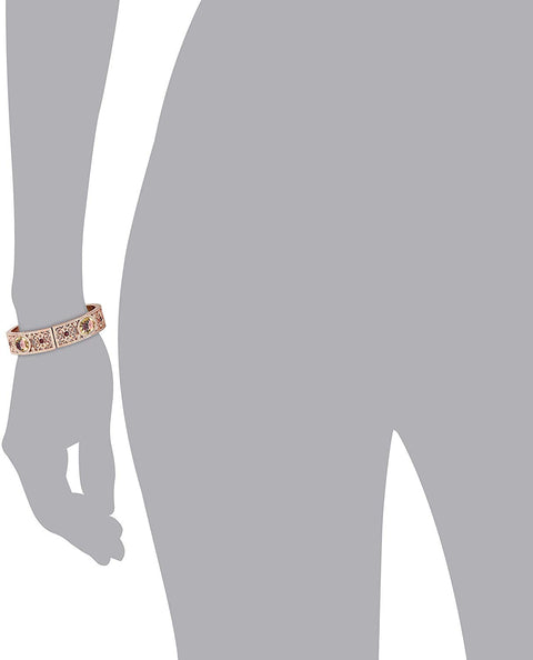 1928 Jewelry Women's Rose Gold Tone Manor House Rose Purple Crystal Flower Stretch Bracelet 1928 Jewelry Company