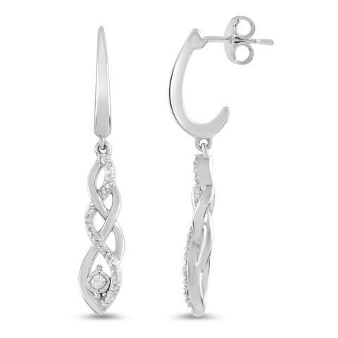 Amazon Collection Women Sterling Silver Diamond Twist Pendant Necklace and Earrings Box Set (1/5 cttw), 18" Amazon Collection
