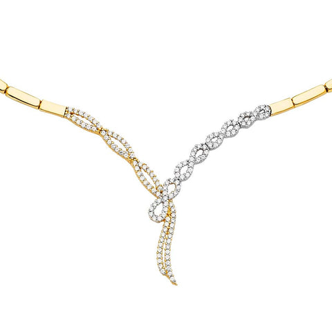 14k Yellow Gold Fancy CZ Cubic Zirconia Simulated Diamond Necklace Set Jewelry Gifts for Women JewelryWeb