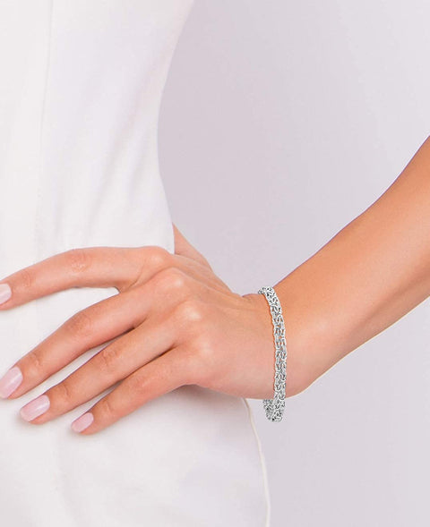Miabella Italian 925 Sterling Silver Byzantine Bracelet for Women, Handmade in Italy (Length 8 Inches) Miabella
