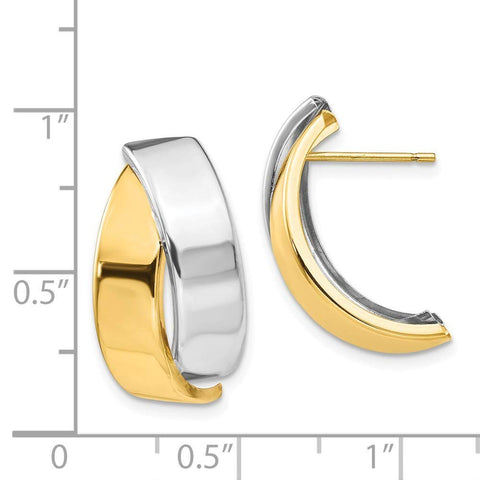 14k Two Tone Gold Polished Post Earrings Measures 10x4mm Wide Jewelry Gifts for Women JewelryWeb