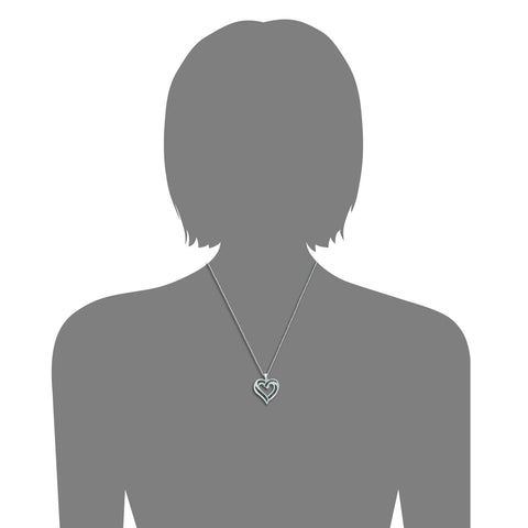 GILDED Sterling Silver 1/4cttw Natural Round-Cut Black Diamond Heart Pendant-Necklace with an 18 Inch Chain GILDED