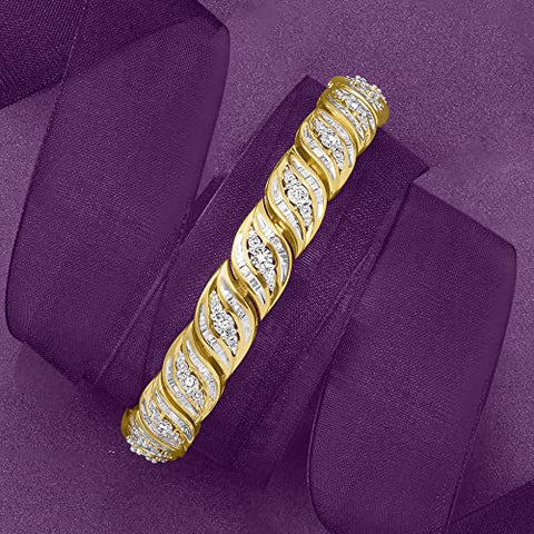 Ross-Simons 1.00 ct. t.w. Diamond Bracelet in 18kt Gold Over Sterling. 7 inches Ross-Simons