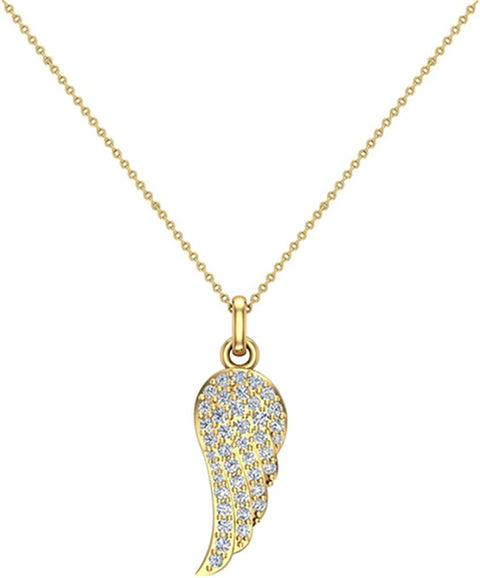 Angel Wings 14K gold Diamond Necklaces for women-girls Charm w/o Chain Gift Box Authenticity Cards (I,I1) Glitz Design