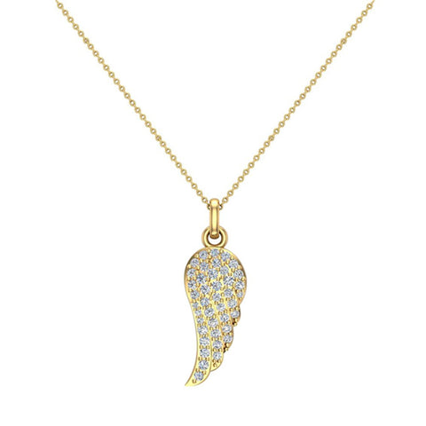 Angel Wings 14K gold Diamond Necklaces for women-girls Charm w/o Chain Gift Box Authenticity Cards (I,I1) Glitz Design