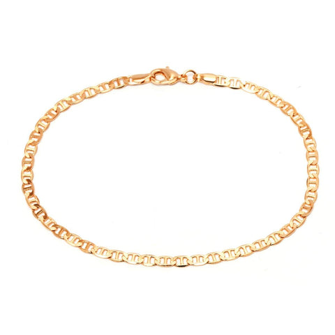 Barzel Womens Gold Anklet Flat Mariner 18K Gold Plated Flat Marina Link Anklet for Women - Made In Brazil (10.00) Barzel