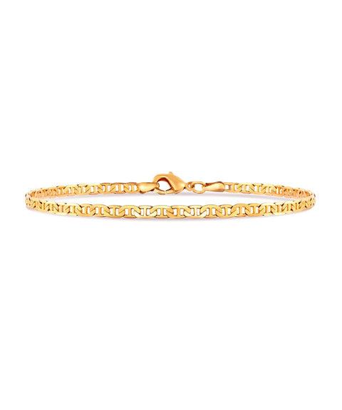 Barzel Womens Gold Anklet Flat Mariner 18K Gold Plated Flat Marina Link Anklet for Women - Made In Brazil (10.00) Barzel