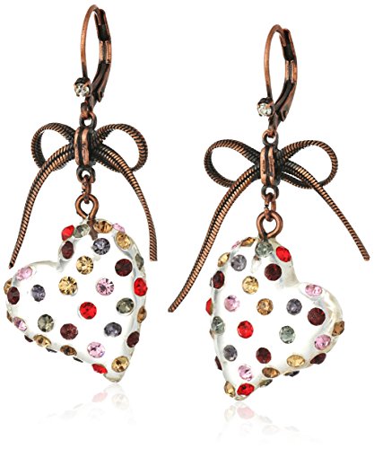 Betsey Johnson Stone Lucite Heart Drop Earrings Betsey Johnson