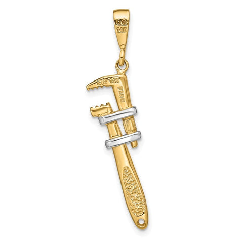 10k and Rhodium 3 d Pipe Wrench Charm Pendant Necklace Measures 40x10mm Wide Jewelry Gifts for Women JewelryWeb
