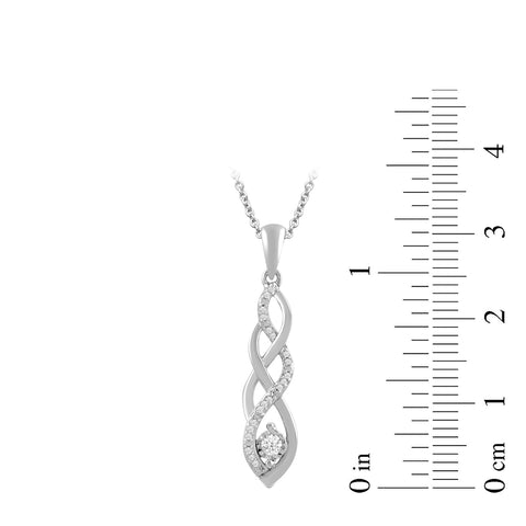 Amazon Collection Women Sterling Silver Diamond Twist Pendant Necklace and Earrings Box Set (1/5 cttw), 18" Amazon Collection