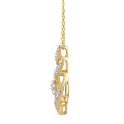 Amazon Essentials 10K Yellow Gold Diamond 7 Stone Cluster Twist Pendant Necklace (1/4 cttw),18" (previously Amazon Collection) Amazon Essentials