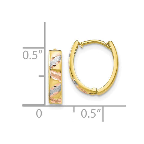 10k Two Tone Hinged hoop Gold and White Rhodium Polished And Satin Sparkle Cut Earrings Measures 12x21mm Wide Jewelry Gifts for Women JewelryWeb