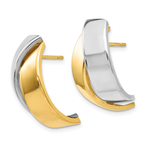14k Two Tone Gold Polished Post Earrings Measures 10x4mm Wide Jewelry Gifts for Women JewelryWeb