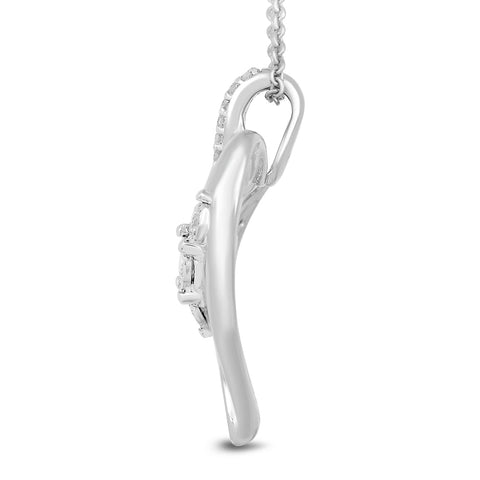 Amazon Essentials womens Sterling Silver Diamond 3 Stone Heart Pendant Necklace (1/4 cttw), 18" (previously Amazon Collection) Amazon Essentials