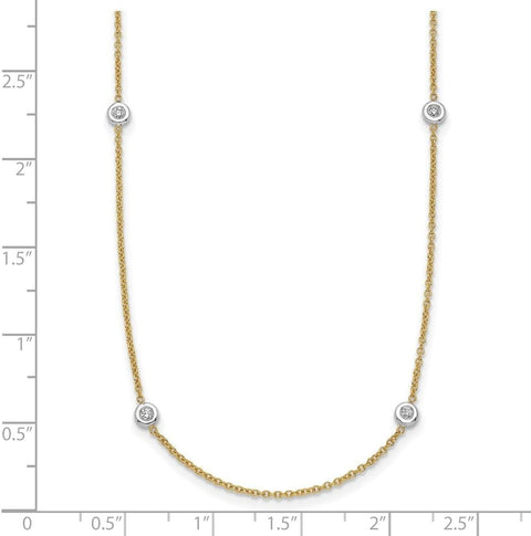 18k Two tone Gold Diamond Stations Necklace 18 Inch Measures 2.7mm Wide Jewelry Gifts for Women JewelryWeb