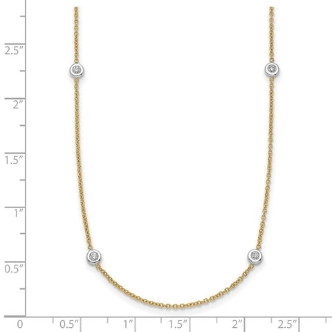 18k Two tone Gold Diamond Stations Necklace 18 Inch Measures 2.7mm Wide Jewelry Gifts for Women JewelryWeb